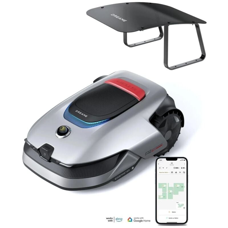 Mähroboter A2 Mit Mähroboter-Garage, Auto-Begrenzungseinrichtung,3000 m²,Dual-Fusion-Kartierung, OmniSense-2.0-Hindernisvermeidung,