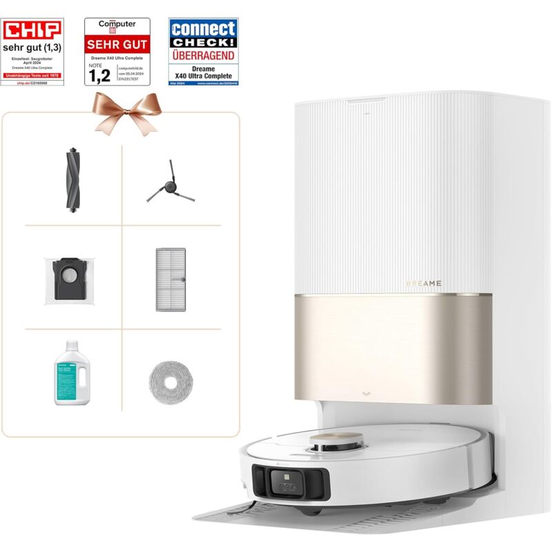 X40 Ultra Complete Saugroboter mit Wischfunktion, 12.000Pa Saugkraft, 70℃ Wischmopp, selbstreinigend, automatische Entleerung, automatisches