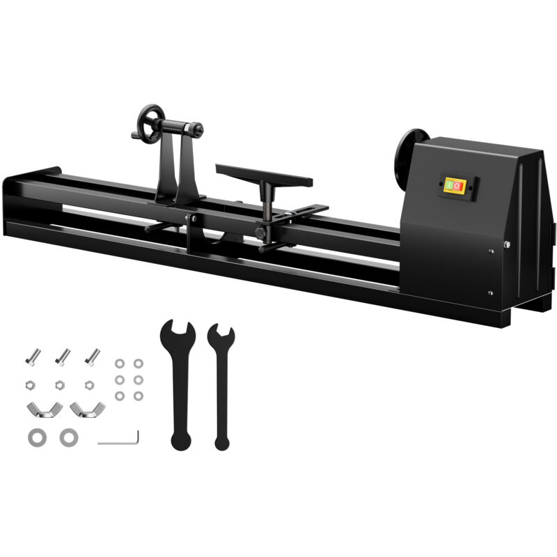 Drechselbank 350 w mit verstellbarem Reitbock, Drechselmaschine mit Planscheibe u. Sicherheitsschalter, Drehbank für Holz bis 1000 mm Länge - Wiltec
