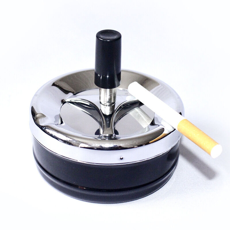 Drehbarer Aschenbecher mit gebogenem Design – schwarz – Durchmesser: 9,5 cm