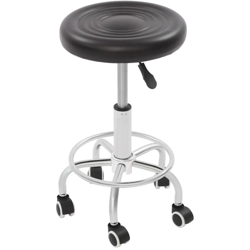 Drehhocker mit Rollen Höhenverstellbarer Drehhocker 44 cm bis 57 cm Rollhocker Funktionaler Arbeitshocker Studiohocker für Friseur Ästhetik Dentist