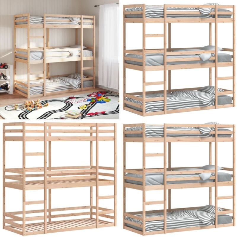 Vidaxl - Dreifach-Etagenbett 90x200 cm Massivholz Kiefer - Holzbett - Etagenbett - Kinderzimmer - Jugendzimmer - Gästebett - Home & Living