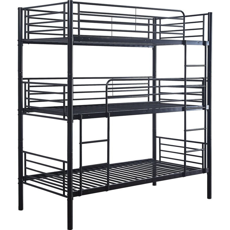 3-Etagenbett aus Metall 'HAVIN' - 90 x 190 cm - Schwarz