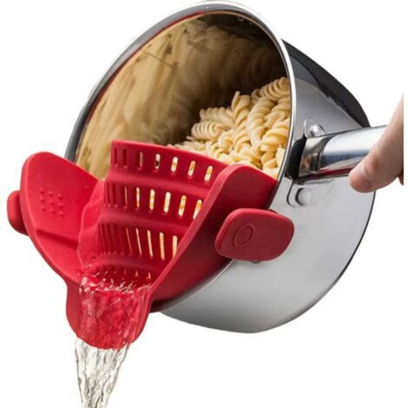 Silikon-Küchensieb, zusammenklappbar, geeignet für alle Töpfe und Pfannen, ideal zum Abtropfen von Nudeln, Gemüse und Obst