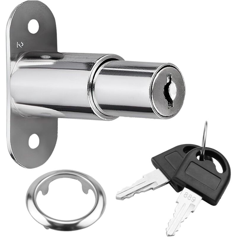 Druckzylinder-Schrankschloss für Schiebetür, Riegelschloss mit unterschiedlichem Zylinder, für Vitrinen und Kleiderschränke, inkl. Schlüssel