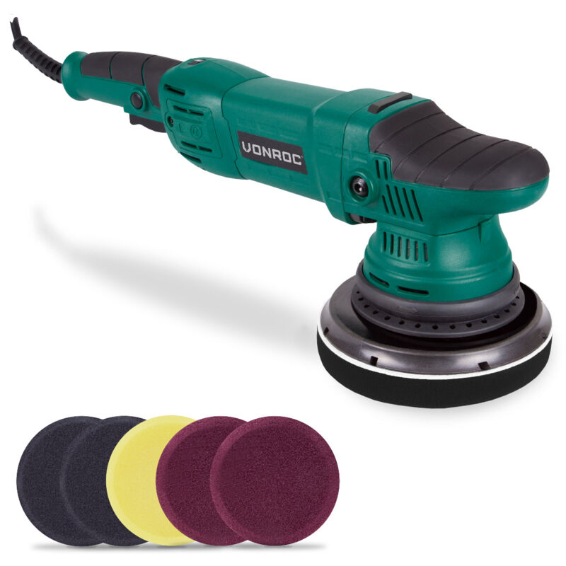 Exzentrische Poliermaschine Set / Dual Action / Poliermaschinen-Set – Konstant-Elektronik – Soft Start – 150 mm – 1050 W – einschließlich 7