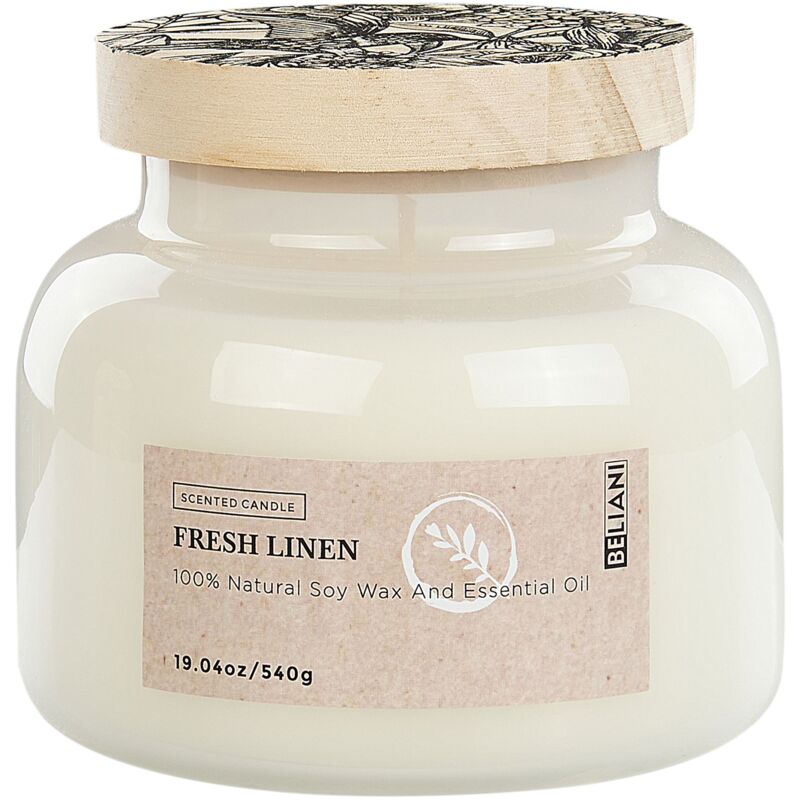 Duftkerze Weiß Sojawachs und Ätherisches Öl mit Baumwolldocht im Glas mit Deckel Vogelmotiv Duftnote: Frische Wäsche Geschenkidee Dekoidee