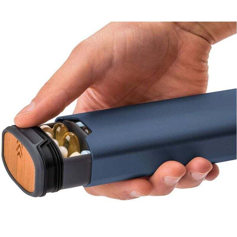 XVX - Portapillole blu scuro da 7 giorni - Portapillole da viaggio settimanale - Bellissimo portapillole per vitamine, farmaci, pillole e integratori
