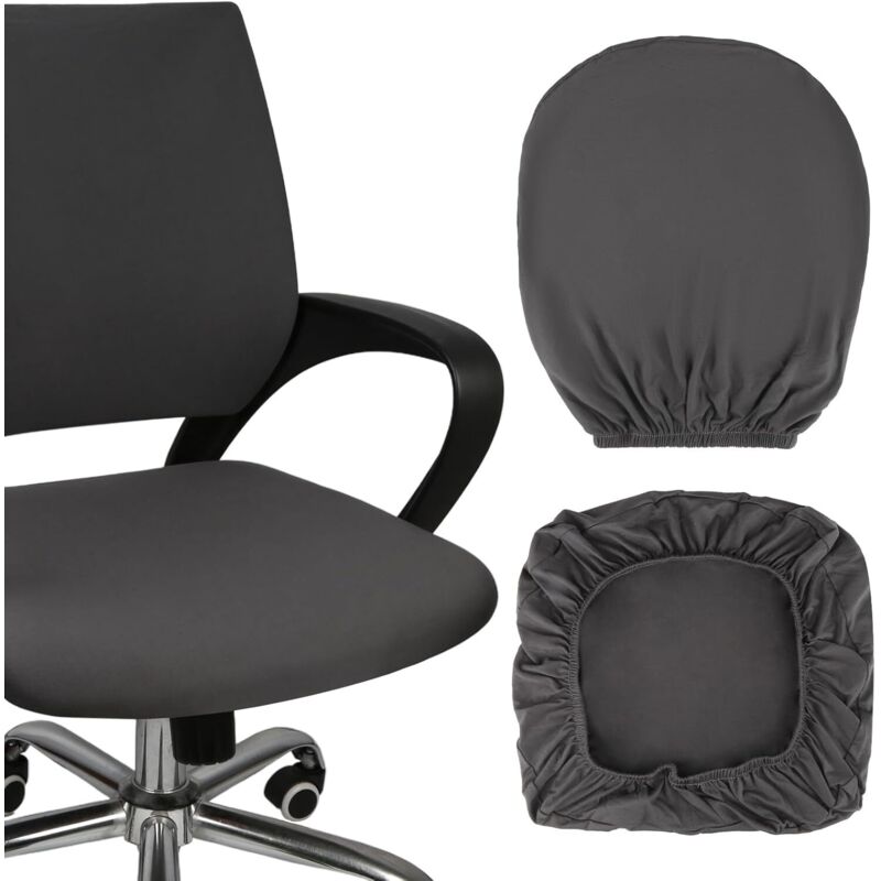 Dunkelgrau Bürostuhl Bezug, Waschbarer Bezug Bürostuhl, Elastischer Bezug für Bürostuhls, Geeignet für die Meisten Bürostühle 38-48cm