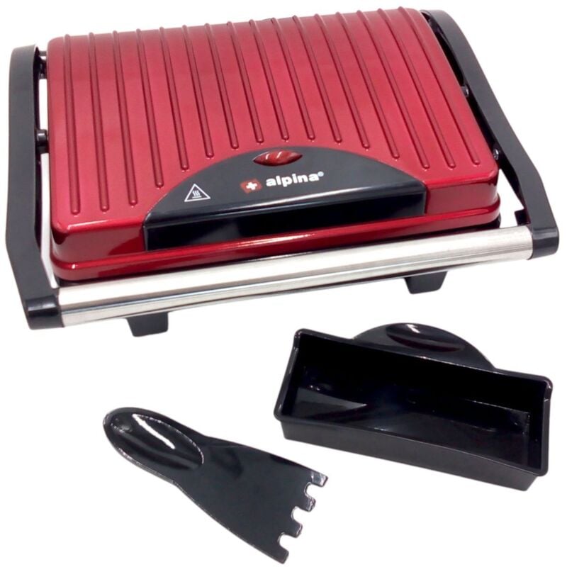 Kontaktgrill 1000W Optigrill Elektrogrill Tischgrill 2 Grillplatten - Alpina