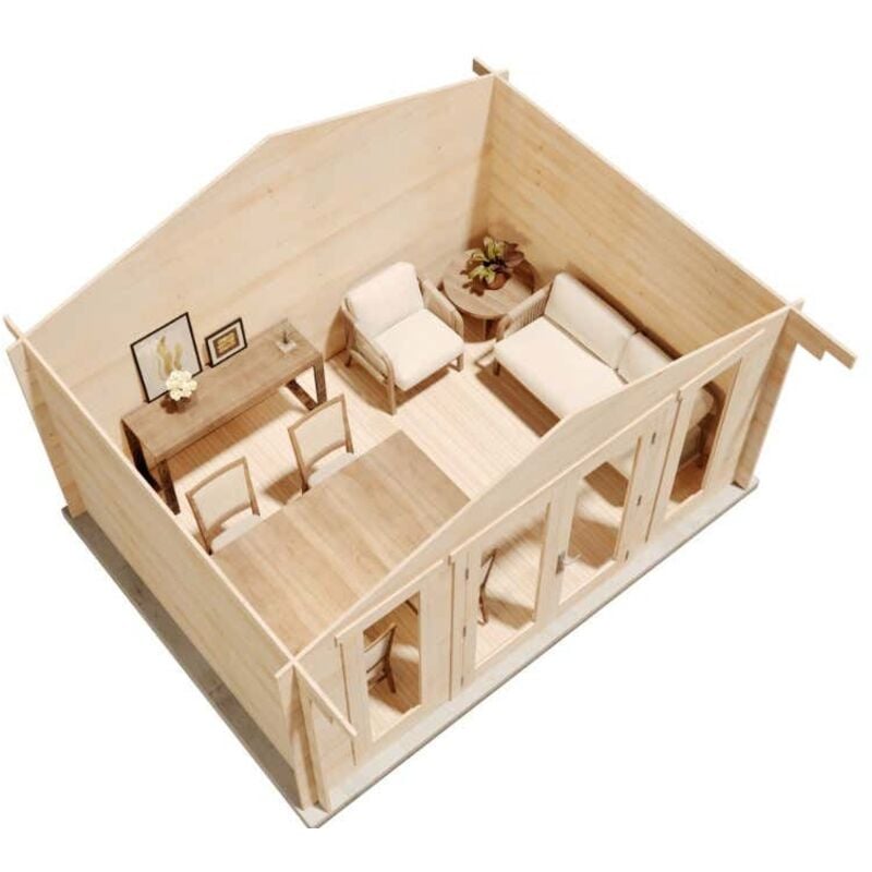 Gartenhaus Mirko Modern Gartenhaus aus Holz, Holzhaus mit 40 mm Wandstärke, Blockbohlenhaus mit Montagematerial - Alpholz