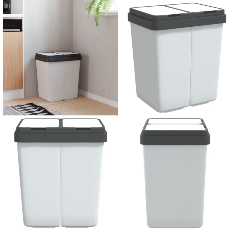 Duo Mülleimer Weiß 2x25 l - Duo Mülleimer - Doppel-Mülleimer - Home & Living - Weiß