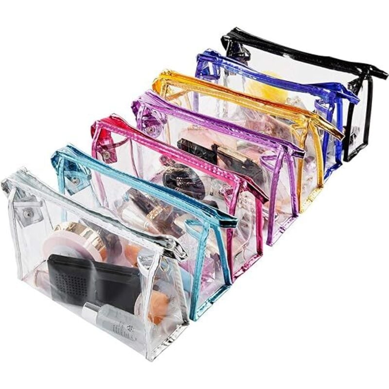 Gabrielle - Durchsichtiger Kulturbeutel, 7-teilig, transparent, tragbar, Reise-Kulturbeutel, wasserdicht, Reise-Kulturtasche mit Reißverschluss für