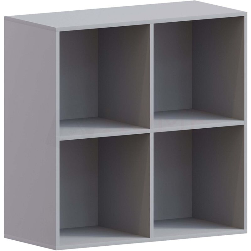 Home Discount - Durham 4 Würfel Bücherregal Holz Display Lagerregal Stehendes Regal, Grau-ohne-Körbe