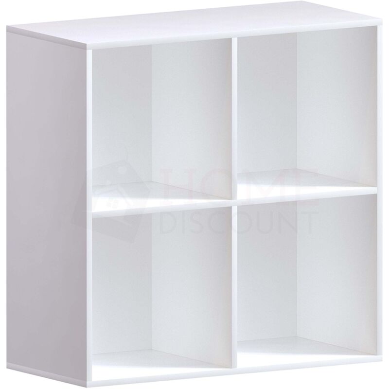 Home Discount - Durham 4 Würfel Bücherregal Holz Display Lagerregal Stehendes Regal, Weiß-ohne-Körbe