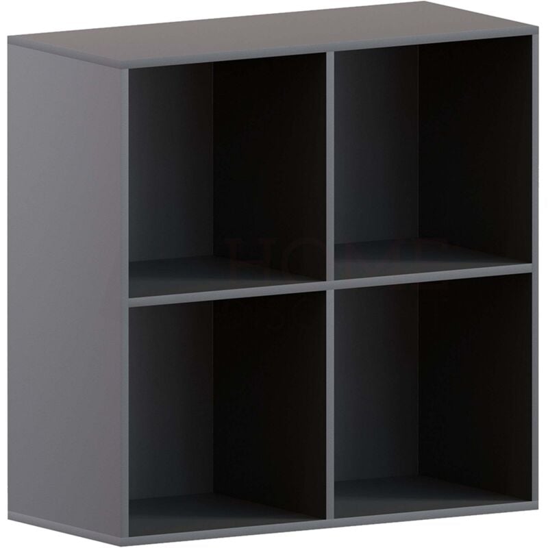 Home Discount - Durham 4 Würfel Bücherregal Holz Display Lagerregal Stehendes Regal, Schwarz-ohne-Körbe