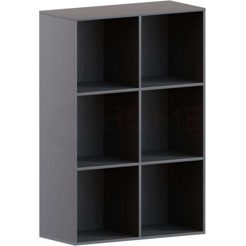 Durham 6 Würfel Bücherregal Holz Display Lagerregal Stehendes Regal, Schwarz-ohne-Körbe