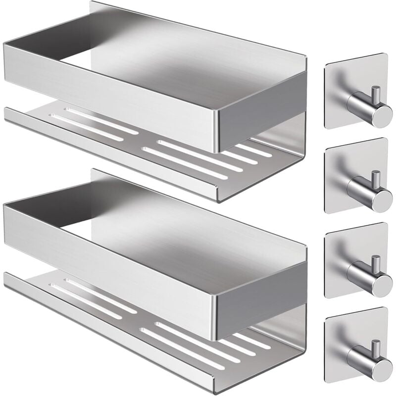 Duschablage Ohne Bohren,2PCS Upgrade Version Verdickter Edelstahl 304 Badezimmer Organizer,Kein Bohren Selbstklebend Shampoo Halterung für Dusche Mit