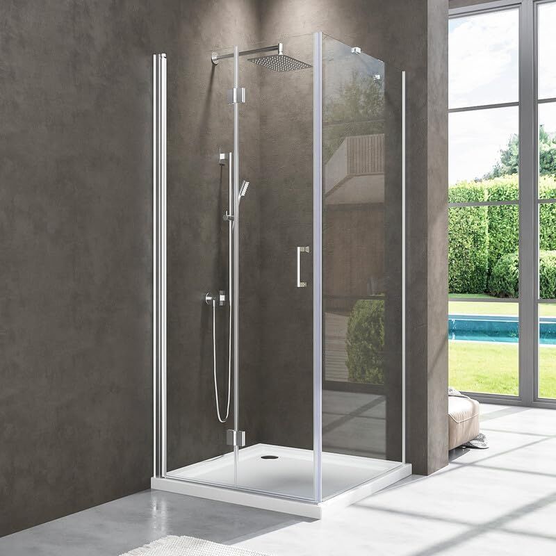 Duschkabine 70x80cm Duschabtrennung Eckeinstieg Dusche Duschwand 5mm ESG Sicherheitsglas Duschkabine Falttür Duschtür Höhe 195cm Eckdusche