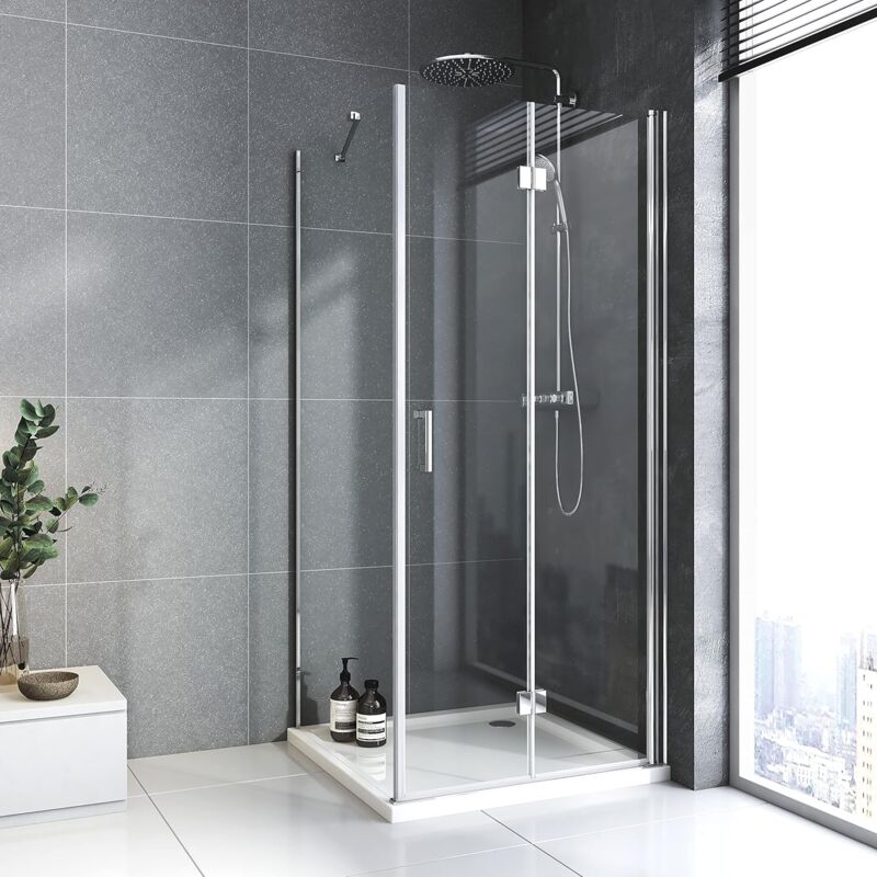 Duschkabine 70x75 cm Duschkabine Eckeinstieg 180°Falttür Duschabtrennung mit Seitenwand 5mm esg Sicherheitsglas Nano Glas