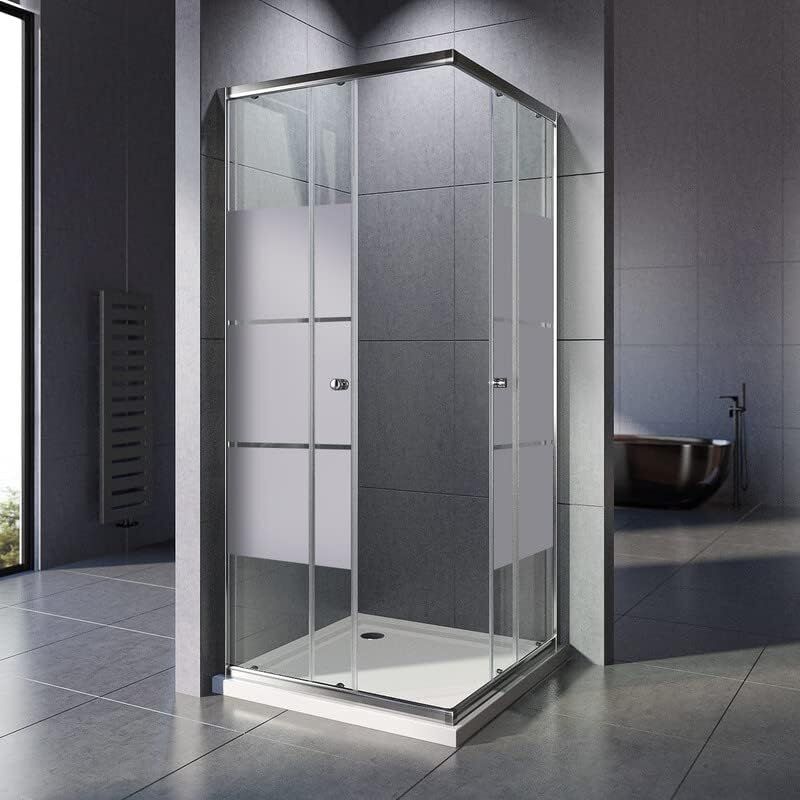 Duschkabine 75x90x185cm Eckeinstieg Duschkabine Schiebetür Gestreift Duschabtrennung Doppel Schiebetür 5mm esg Sicherheitsglas