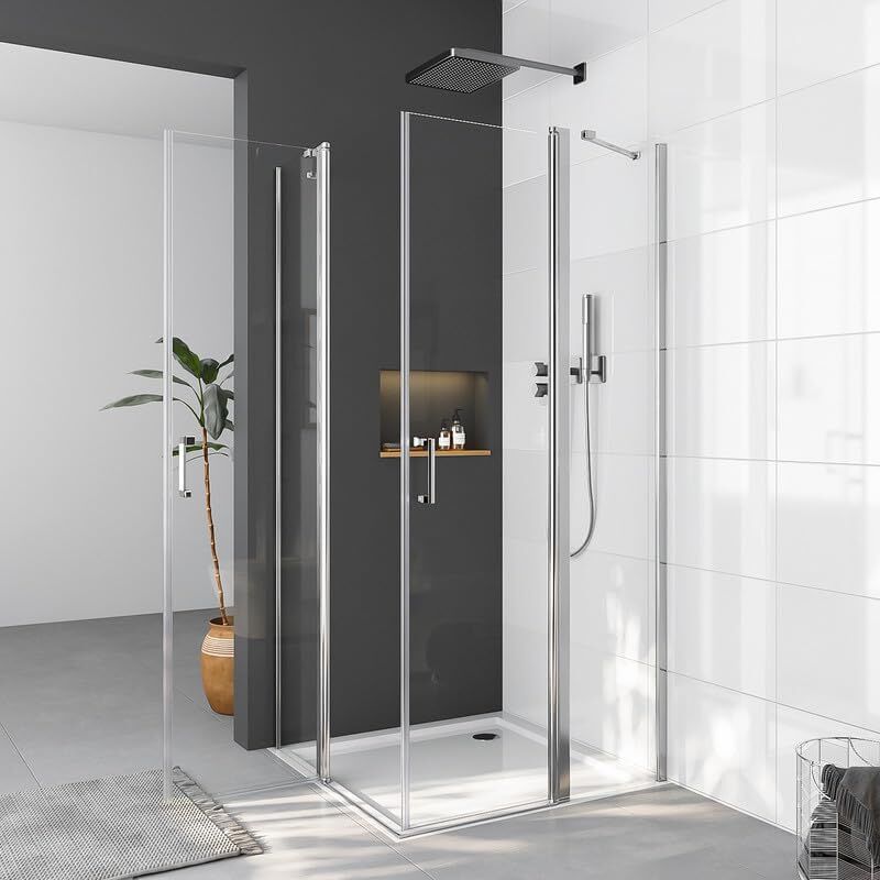 Duschkabine 120x120cm Duschabtrennung Eckeinstieg Duschtür Pendeltür mit 5mm nano esg Sicherheitsglas Dusche Duschkabine Schwingtür Höhe 185cm