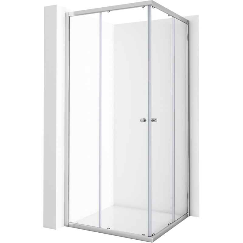 Duschkabine 80x80cm Duschkabine Schiebetür, Eckeinstieg Duschkabine Duschabtrennung 5mm esg Streifen Duschwand Höhe 185cm Sliber