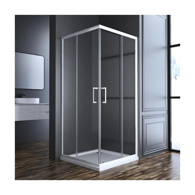 Duschkabine 70x90cm Eckeinstieg Weiß, Duschkabine Eckeinstieg Schiebetür Duschkabine mit Schiebetüren Duschabtrennung Duschwand Schiebetür mit 5mm
