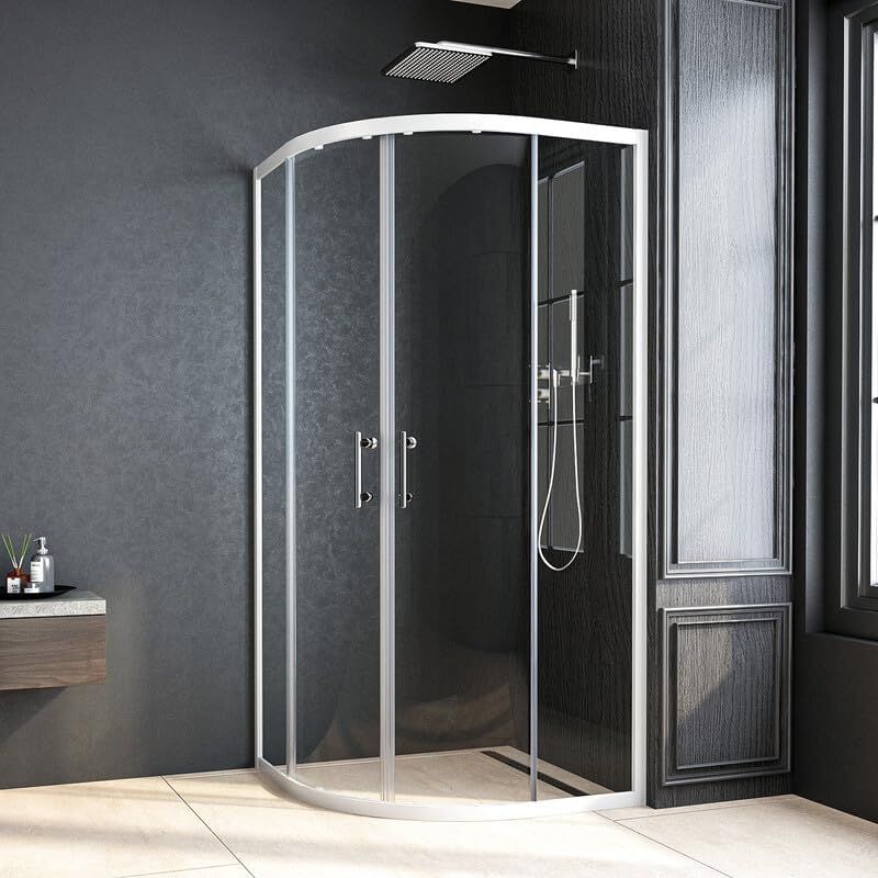 Duschkabine 90x90x185cm Eckeinstieg, Duschkabine Schiebetür 90x90 Weiß Duschabtrennung Runddusche Doppel Schiebetür 5mm esg Sicherheitsglas