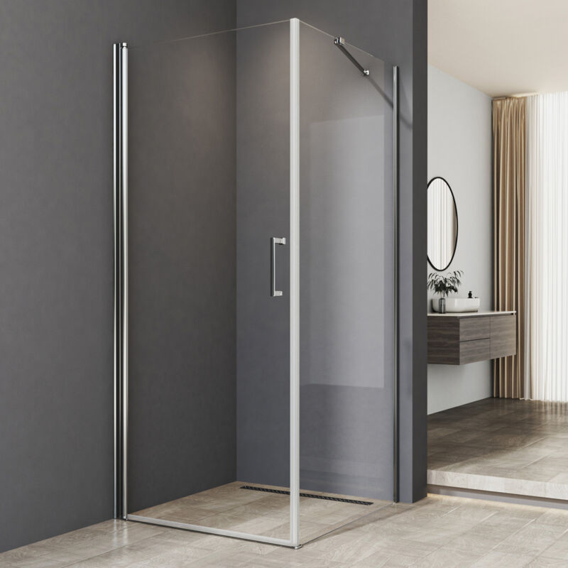 Duschkabine 90x90x195cm Schwingtür mit Seitenwand Duschkabine Pendeltür mit festem Seitenteil 6mm NANO ESG Glas Dusche Duschwand Duschabtrennung