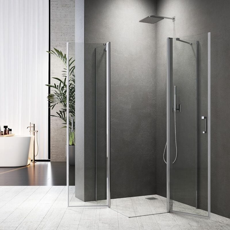 Duschkabine Eckeinstieg 75x90x185cm Duschabtrennung aus 5 mm NANO-Glas Duschkabine Eckeinstieg Höhe 185cm