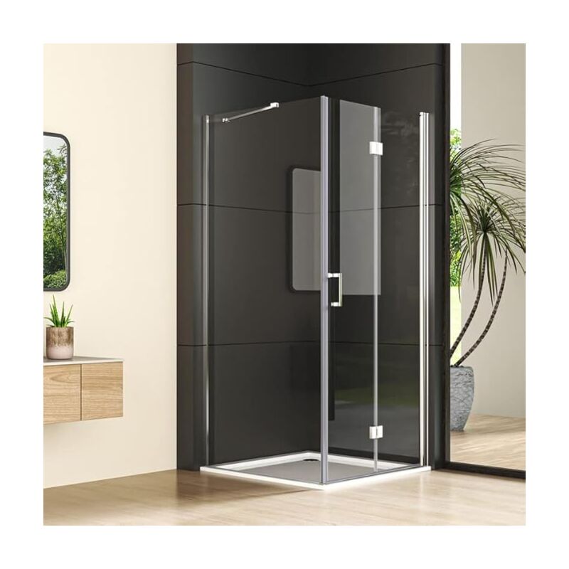 Duschkabine Eckeinstieg 70x75x195cm Falttür Duschkabine mit Seitenwand Duschkabine Drehfalttür Duschabtrennung Duschwand 5mm NANO ESG Glas