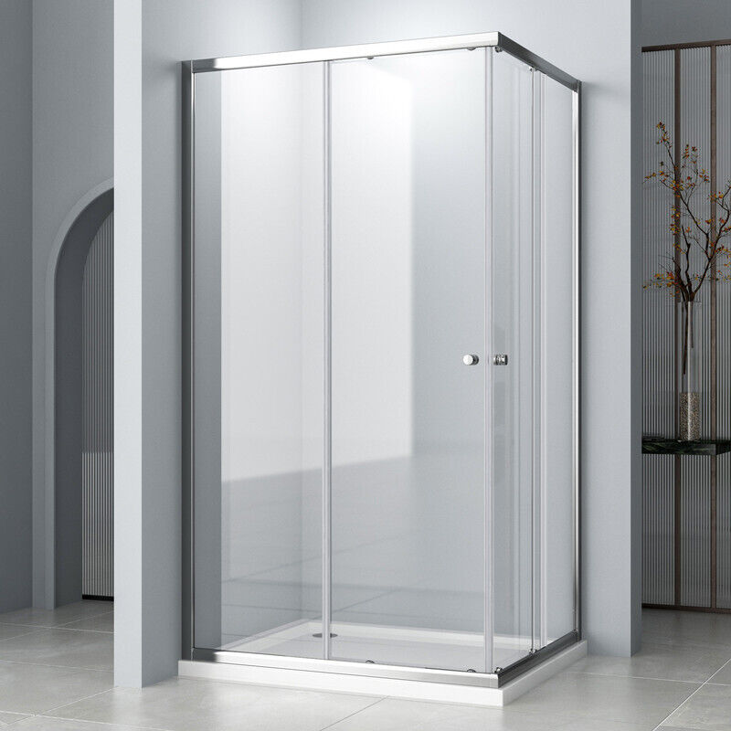 Duschkabine Eckeinstieg 75x90x185cm mit Schiebetüren Eckeinstieg Duschkabine Duschabtrennung Dusche Duschwand 5mm esg Glas Schnellfreigabefunktion