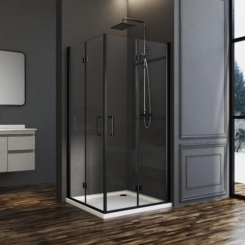 Duschkabine Eckeinstieg Schwarz 90x120cm Falttür Drehfalttür Falttürkabine Eckeinstieg Duschkabine 5mm nano Sicherheitsglas Doppel Duschtür Höhe
