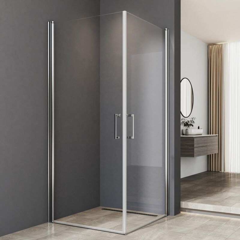 Duschkabine Pendeltür, Duschkabine 90x90x195cm Eckeinstieg Pendeltür Duschabtrennung 5mm esg nano Glas Schwingtür Drehtür Duschwand, links & rechts