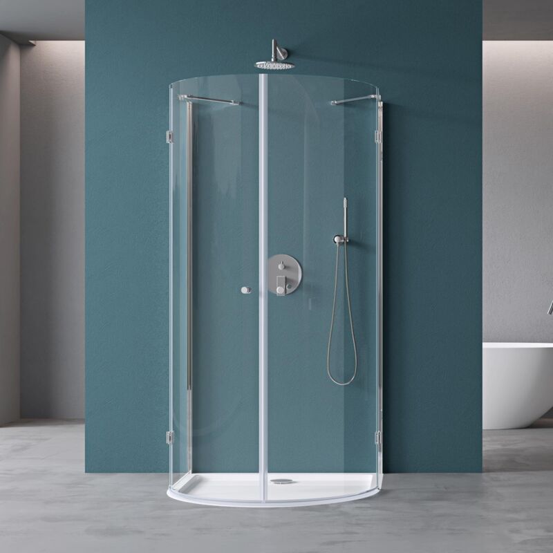 Duschkabine u Form Dusche halbkreis Duschkabine 90x90cm 6mm ESG-Sicherheitsglas mit Easy-Clean Nano-Beschichtung Klarglas R03k - Mai&mai