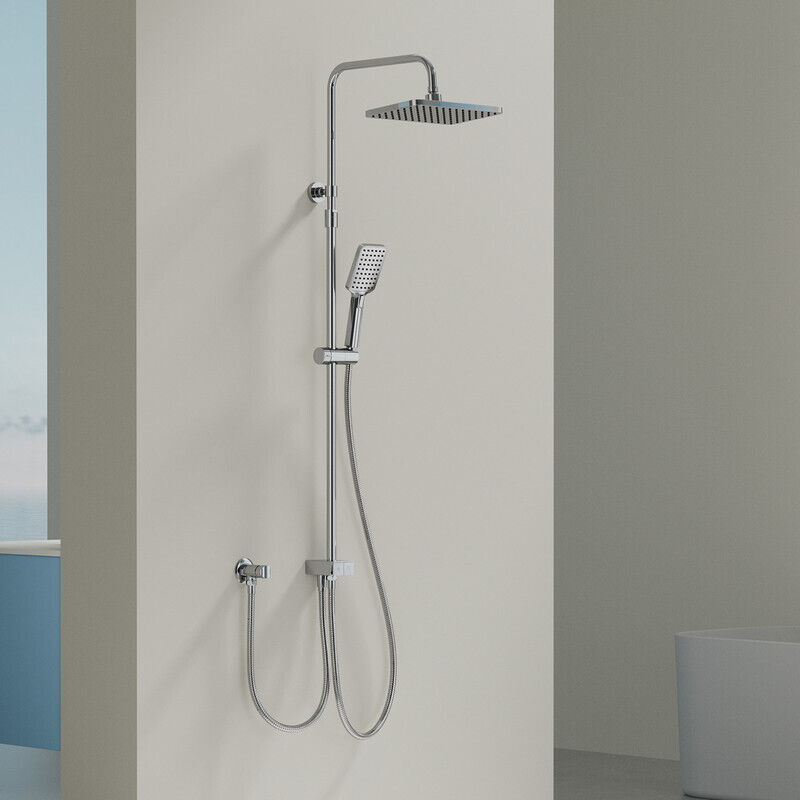 Duschsystem ohne Armatur mit Klavierschaltern, Duscharmatur Komplettset, Großer Quadratischer Regendusche ohne Armatur ideal zum Nachrüsten,