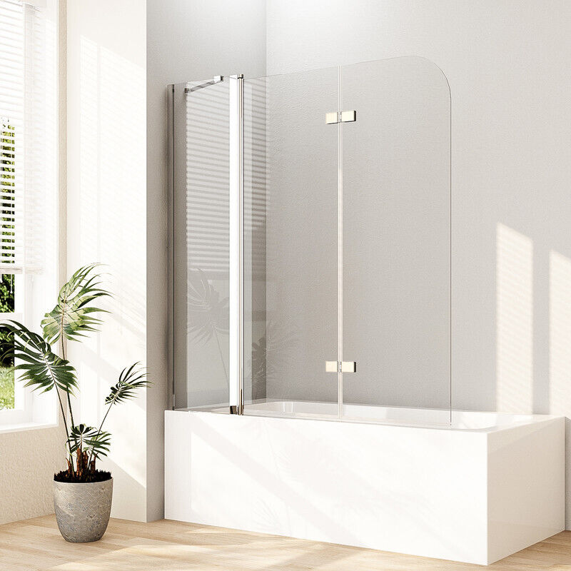 Duschtrennwand für Badewanne 160 x 140 cm Faltwand für Badewanne 5mm esg Glas Nano Beschichtung Duschtrennwand Badewannenaufsatz