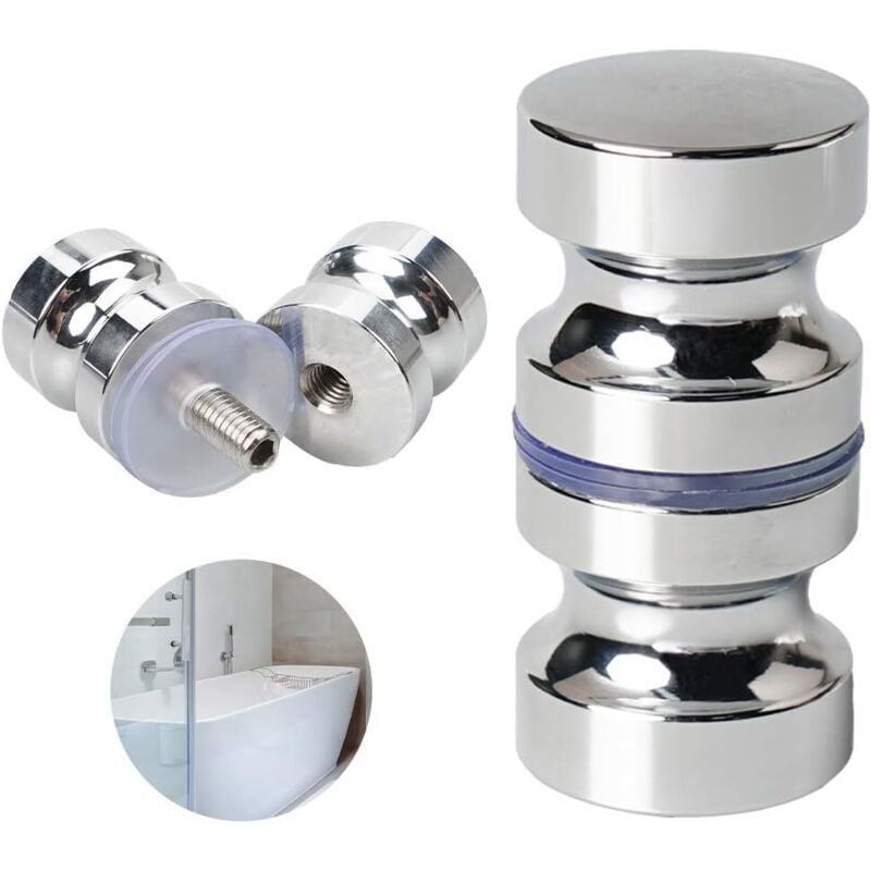 Duschtürgriffe Beidseitig 1 Stück Duschtürknopf Chrom Dusche Türknauf Dusche Griff für Duschtür Glastüren(M8-Gewinde Ø30mm)