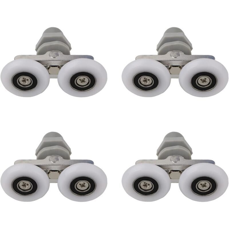 Duschtürrollen, Doppelräder, Duschtürrollen, Gleiträder, Ersatz-Duschtürrollen für Badezimmer, Badezimmer-Ersatzteile, 25 mm, 4 Stück