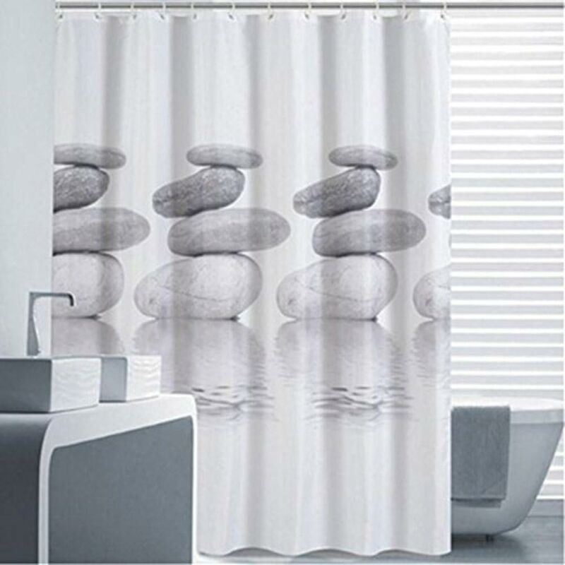 Mumu - Duschvorhang 180 x 200 Kieselgrau, Textil, schimmelresistent, wasserdichter Duschvorhang mit 12 Duschröhren