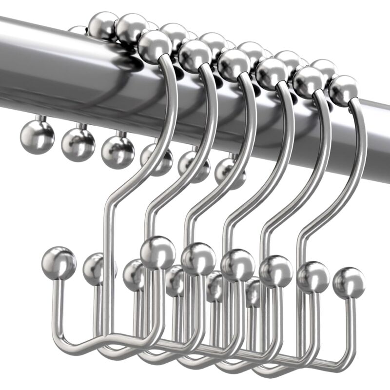 Duschvorhang-Hakenringe, rostfreie Duschvorhang-Hakenringe, Set mit 12 Chrom-Haken