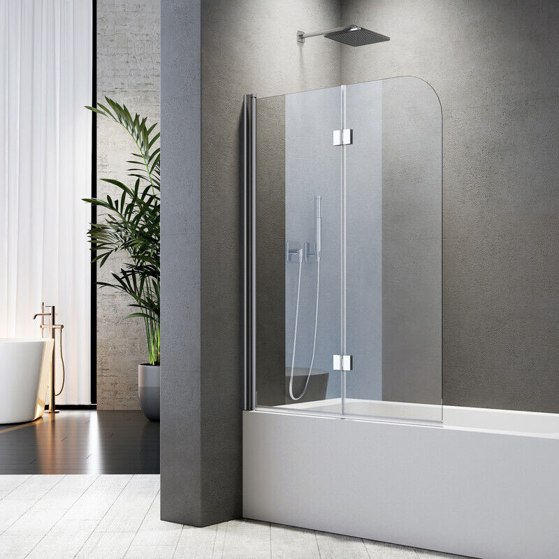 Duschwand für Badewanne 120 x 140 cm Badewannenaufsatz Duschwand 2-teilig Faltbar 5 mm nano ESG-Sicherheitsglas Duschabtrennung Badewanne