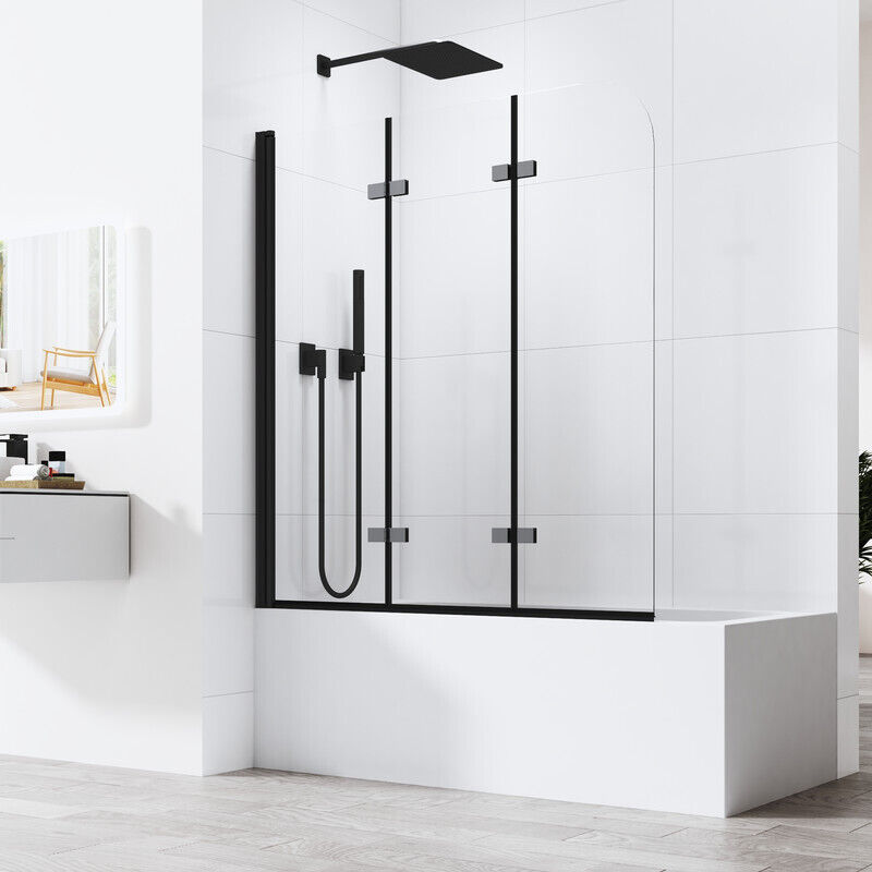 Duschwand für Badewanne 140x140cm Duschwand Badewanne Badewannenaufsatz Duschabtrennung Faltbar Badewannenfaltwand Duschtrennwand Badewanne mit 6mm
