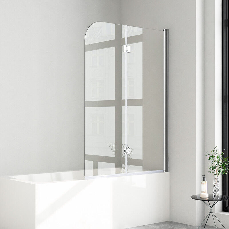 Duschwand für Badewanne 100x140 cm Badewannenaufsatz Duschwand 2-teilig Faltbar 5mm nano ESG-Sicherheitsglas Duschabtrennung Badewanne