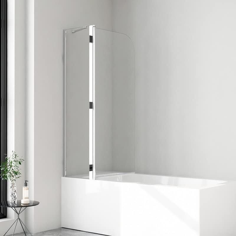 Duschwand für Badewanne Boromal Duschwand 90x140cm 2-teilig faltbar Duschtrennwand für Badewanne Duschabtrennung Badewanne, Badewannenaufsatz 5mm esg