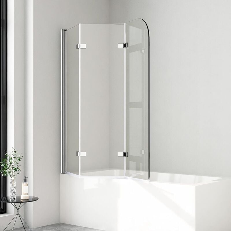 Duschwand für Badewanne Boromal Duschwand 140x140cm 3-teilig faltbar Duschtrennwand für Badewanne Duschabtrennung Badewanne, Badewannenaufsatz 5mm