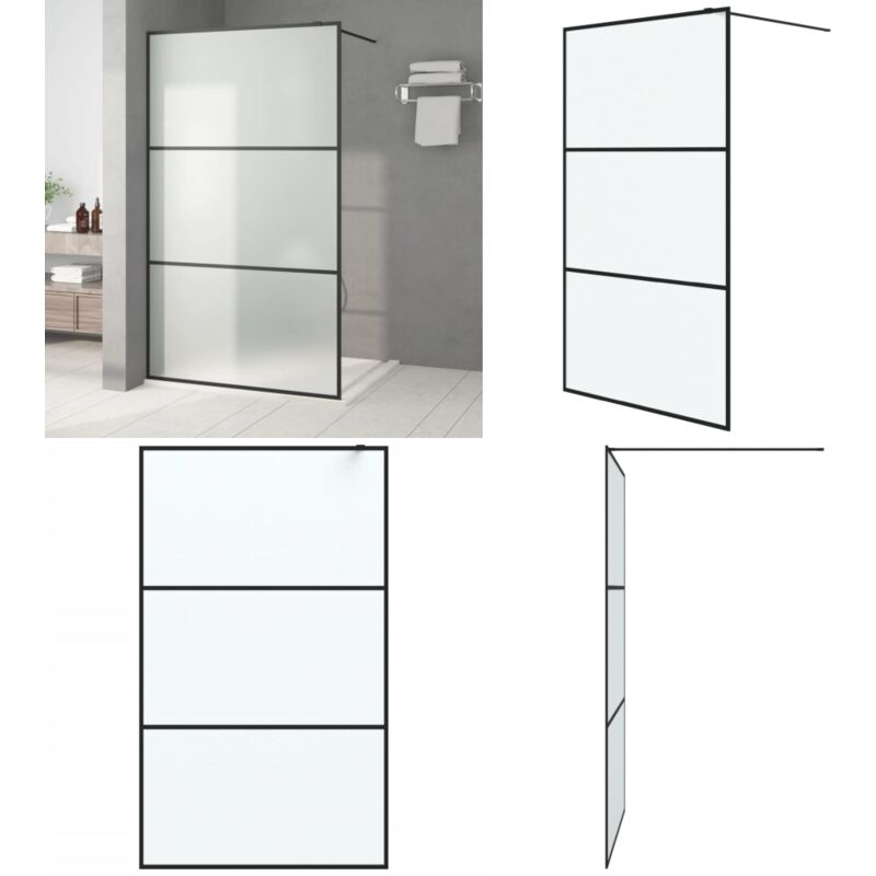 Duschwand für Begehbare Dusche Schwarz 115x195 cm Matt ESG-Glas - Duschabtrennung - Duschwand - Begehbarer Dusche - ESG-Glas - Sicherheitsglas - Home