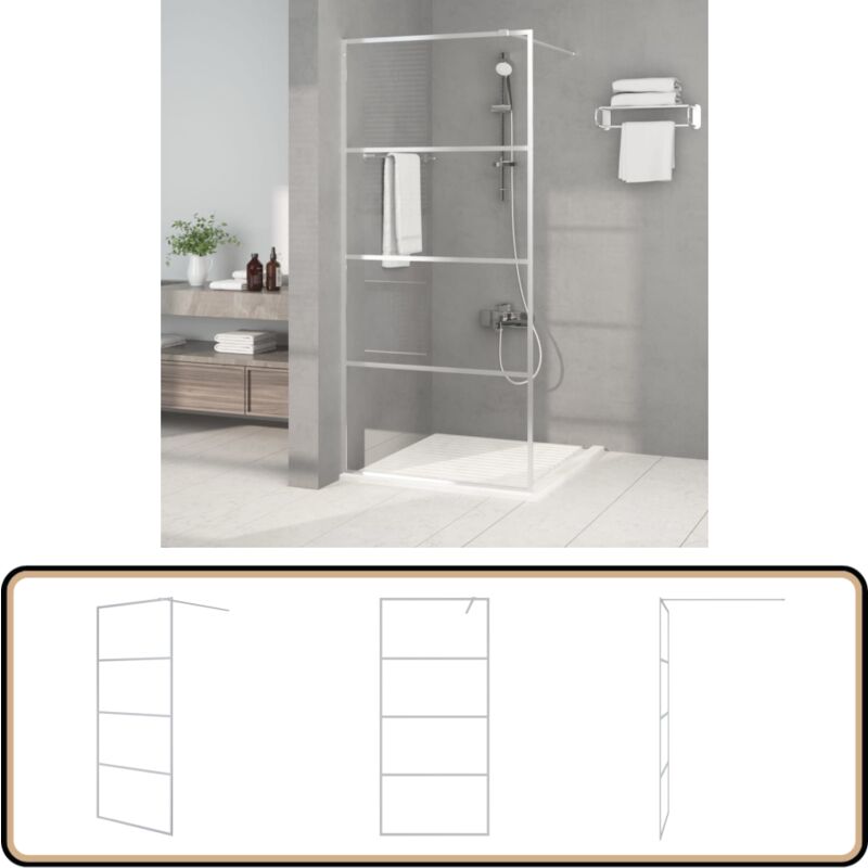 Duschwand für Begehbare Dusche Silbern 90x195cm ESG-Klarglas - Duschwand - Begehbarer Dusche - Glasdusche - ESG-Glas - Duschkabine