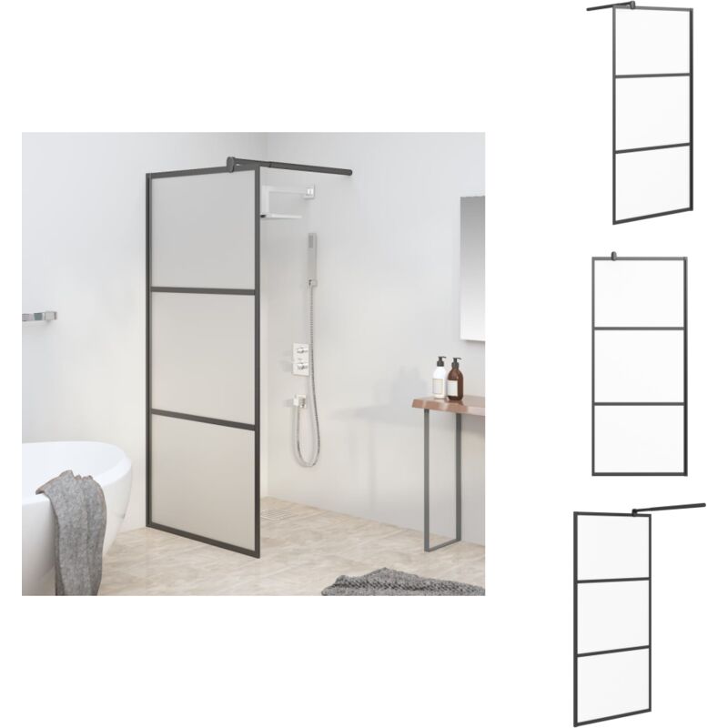 Duschwand für Walk-In Dusche 80x195 cm ESG Mattiert Schwarz - Duschabtrennung - Duschwand - ESG Glas - Walk-in Dusche - Moderne Dusche